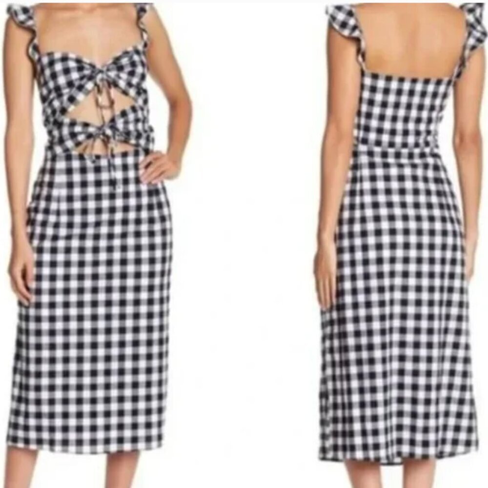 WAYF Verona Cutout Gingham Dress Size Small NWT